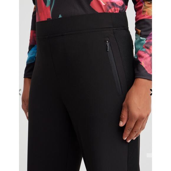 Chicos High Rise Ribbed Side Pull On Pants Size 6 Black - Picture 7 of 11